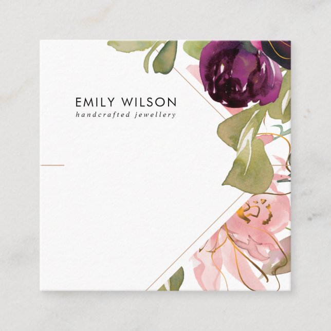 PINK BURGUNDY BLUSH FLORAL BRACELET DISPLAY CARD (Front)