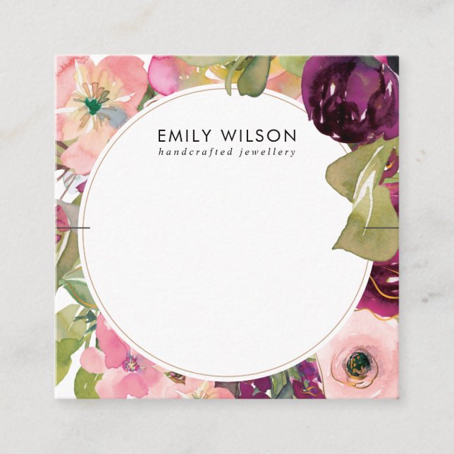 PINK BURGUNDY BLUSH FLORAL BRACELET DISPLAY CARD (Front)