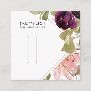 PINK BURGUNDY BLUSH FLORAL HAIR CLIP DISPLAY CARD