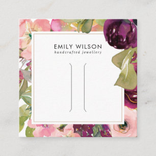 PINK BURGUNDY BLUSH FLORAL HAIR CLIP DISPLAY CARD