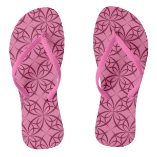 Pink Burgundy Curve Pattern Beachy Flip Flops
