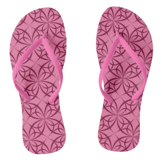 Pink Burgundy Curve Pattern Beachy Flip Flops