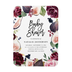 Pink, burgundy, + fig watercolor floral and script magnet