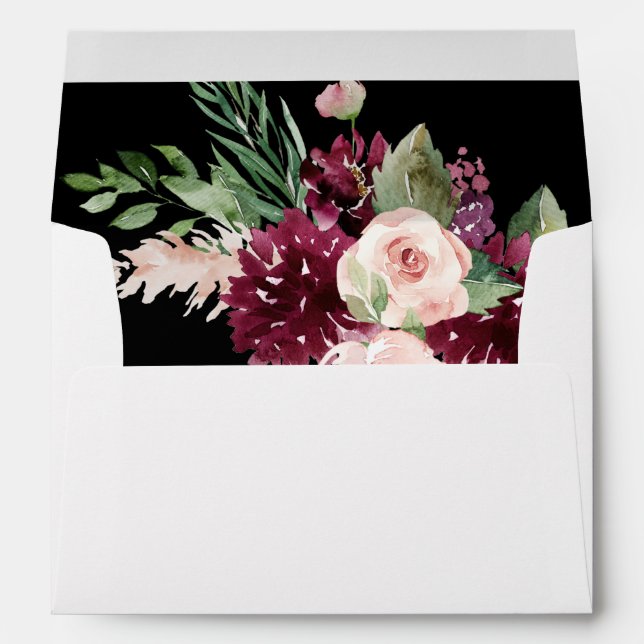 Pink & Burgundy Floral 7 - Black Envelope (Back (Bottom))