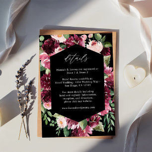 Pink & Burgundy Floral 7 Details - Black Enclosure Card