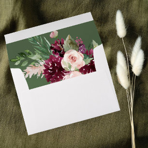 Pink & Burgundy Floral 7 - Green Envelope