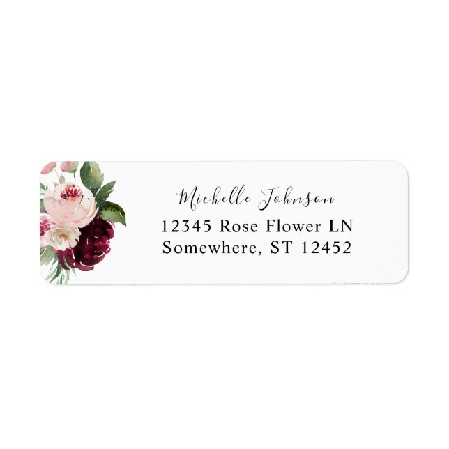Pink & Burgundy Floral 7  Return Address (Front)