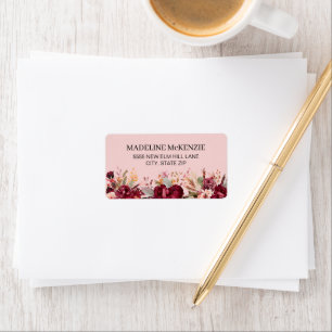 Pink Burgundy Floral Botanical Women's Label