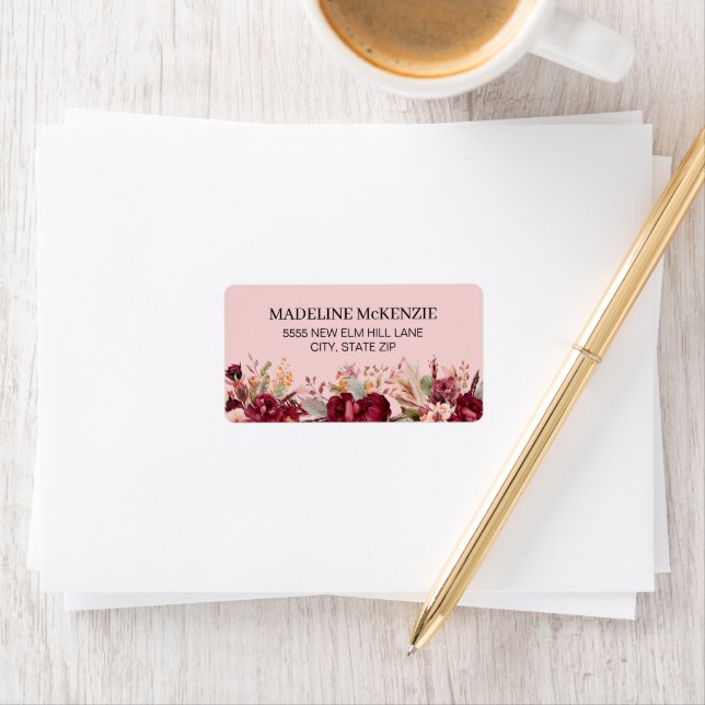 Pink Burgundy Floral Botanical Women's Label (Insitu)