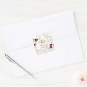 Pink Burgundy Floral Gold 30 and Fabulous Birthday Square Sticker