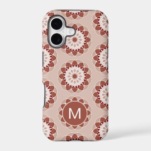 Pink Burgundy Floral Mandala Pattern Monogram