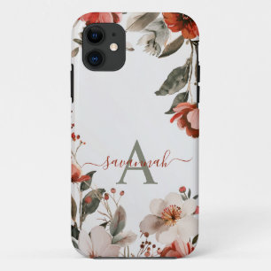 Pink Burgundy Flowers iPhone Case