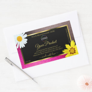 Pink Burgundy Glitter Black Product Labels Logo