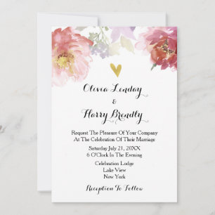 Pink & Burgundy Marsala Floral Wedding Invitation