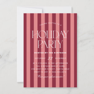 Pink & Burgundy Modern Christmas Party Invitation