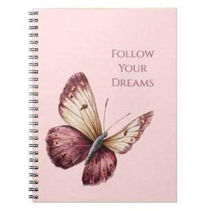 Pink Burgundy Red Cream Butterfly Notebook