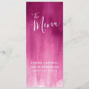 Pink burgundy red modern art wedding menu