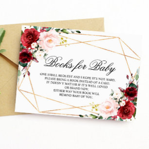 Pink & Burgundy Rose Books for Baby Enclosure Card