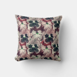 Pink, burgundy watercolor flowers  cushion