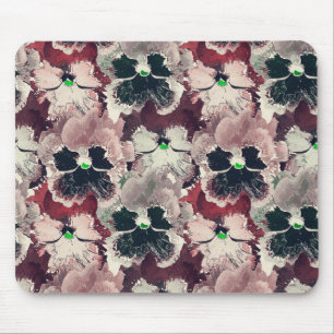 Pink, burgundy watercolor flowers mouse mat