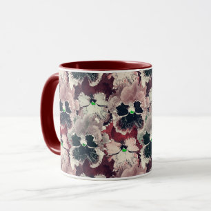 Pink, burgundy watercolor flowers  mug