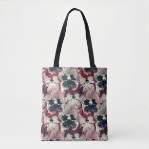 Pink, burgundy watercolor flowers  tote bag