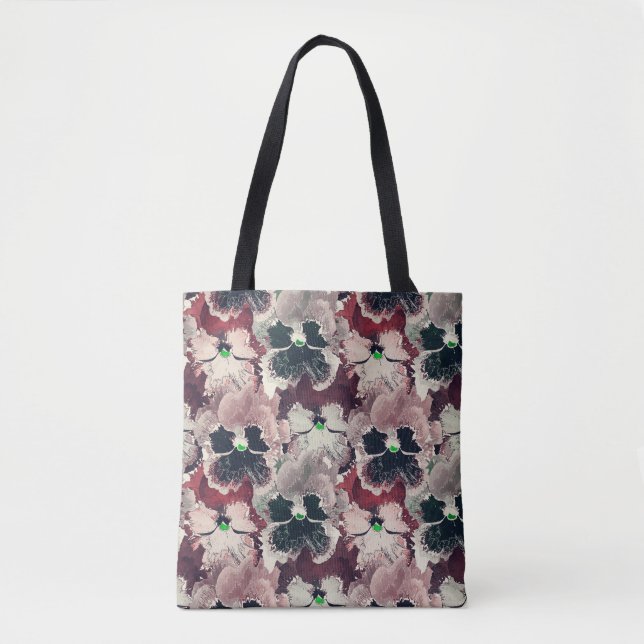 Pink, burgundy watercolor flowers  tote bag (Front)