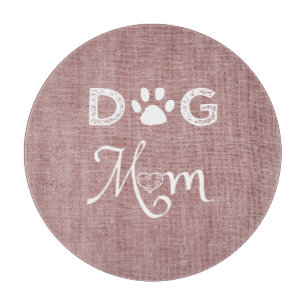 Pink Burlap Dog Mum Cutting Board