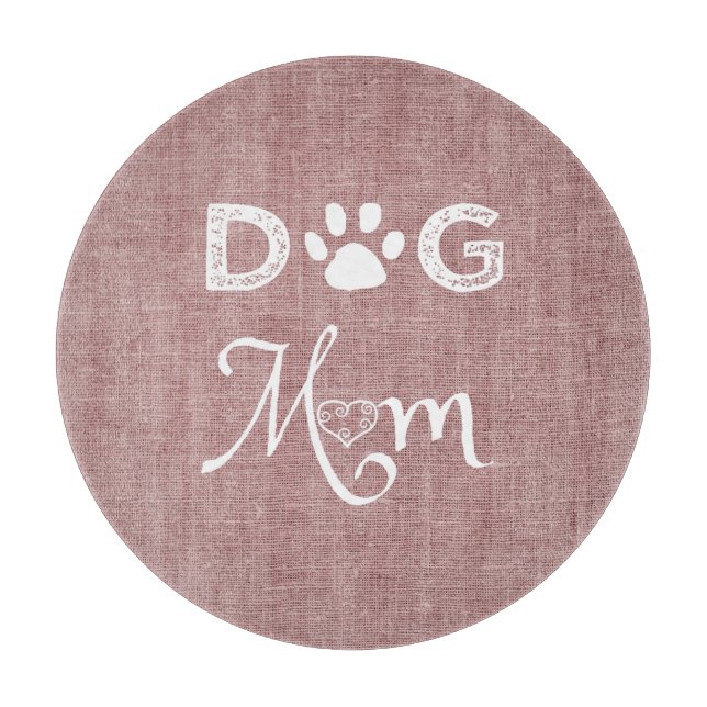Pink Burlap Dog Mum Cutting Board (Front)