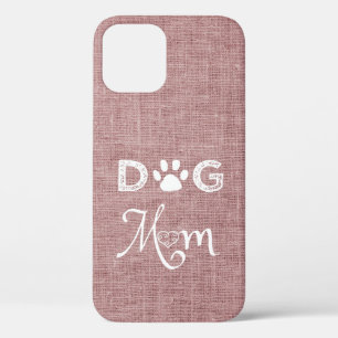Pink Burlap Dog Mum iPhone Case