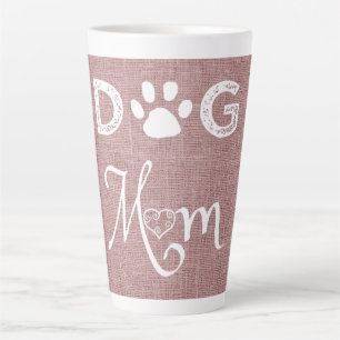 Pink Burlap Dog Mum Latte Mug