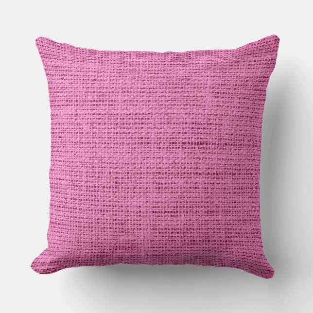 Pink Burlap Rustic Linen Cushion (Front)