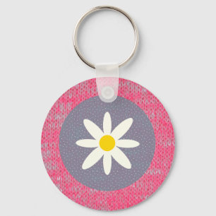 Pink Burn Out Pattern Peace Love Destiny Art Key Ring
