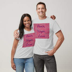 Pink Burn Out Pattern Peace Love Destiny Art T-Shirt