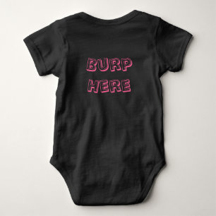 Pink "Burp Here" Baby Bodysuit