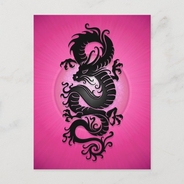 Pink Burst Chinese Dragon Postcard (Front)