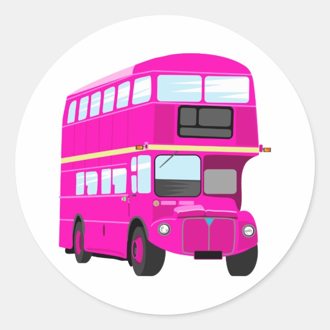 Pink Bus Classic Round Sticker (Front)