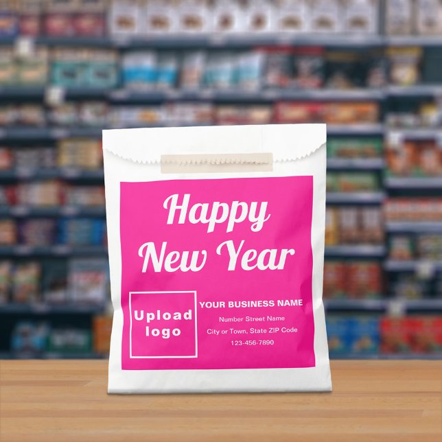 Pink Business Brand, New Year Paper Bag (Pink business brand with New Year greeting on paper bag)