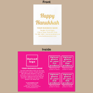 Pink Business Brand on Hanukkah Foil Card