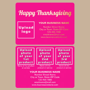 Pink Business Brand on Thanksgiving Rectangle Foil Holiday Card