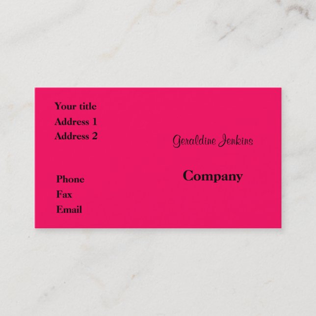Pink Business Card (Front)