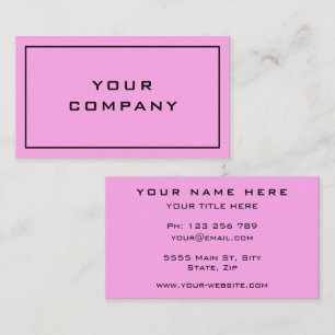 Pink Business Card Your Own Design - Choose Colour