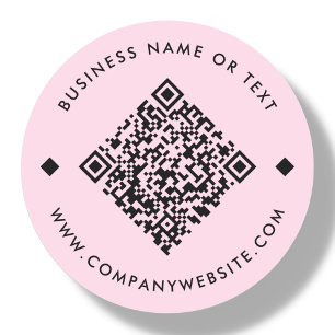 Pink   Business Custom QR Code Classic Round Sticker