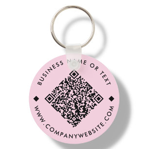 Pink   Business Custom QR Code Keychain