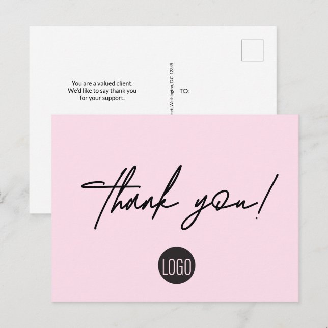 Pink Business Customer Appreciation Handlettering Postcard (Front/Back)