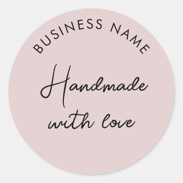 Pink Business Handmade Business Classic Round Sticker (Front)