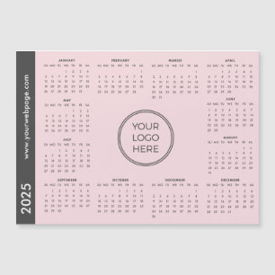 Pink Business Logo 2025 Magnetic Calendar