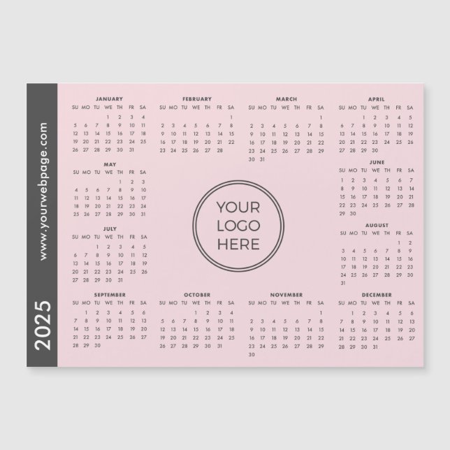 Pink Business Logo 2025 Magnetic Calendar (Front)