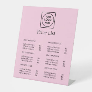 Pink Business Logo   Minimalist Custom Price List Pedestal Sign
