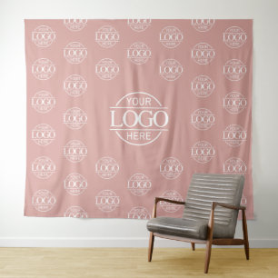Pink Business Logo Step & Repeat Backdrop Banner Tapestry